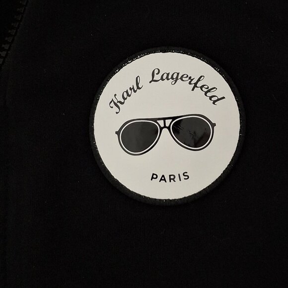 Karl Lagerfeld Paris Black & Red Zip-Up Jacket S Full-zip  Signature logo patch - Picture 3 of 8